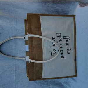 Wedding day‎ tote Bag.Natural jute tote bag with a white canvas front pocket